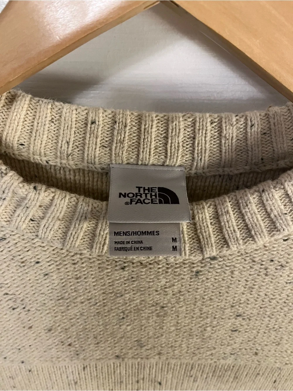 The North Face Wool Blend Crewneck Sweater Men Speckled Beige Cream Med Great